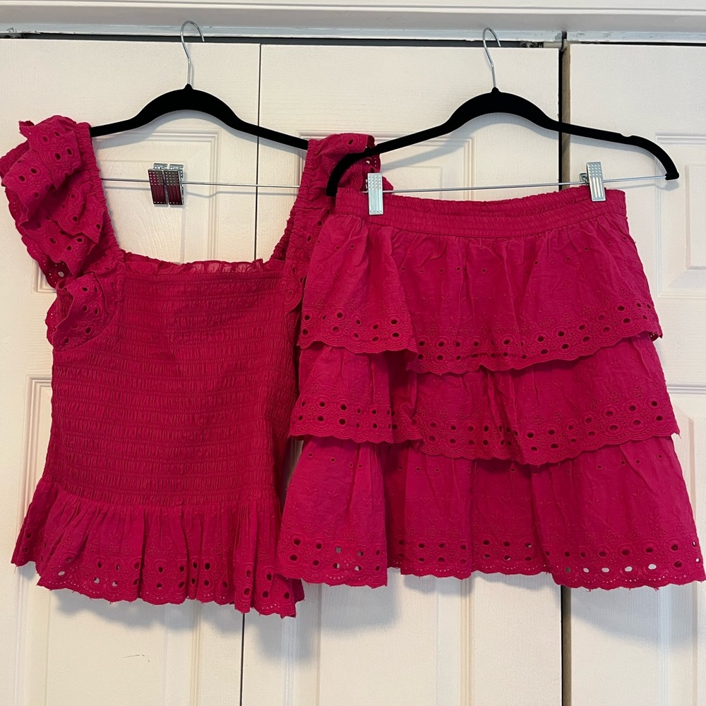 House of Harlow smocked ruffle top